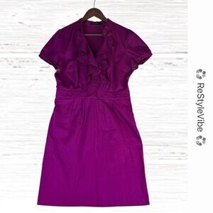 THE LIMITED Women’s Size 12 Dress Sheath Knee Length Stretch Cotton Ruffle VNECK